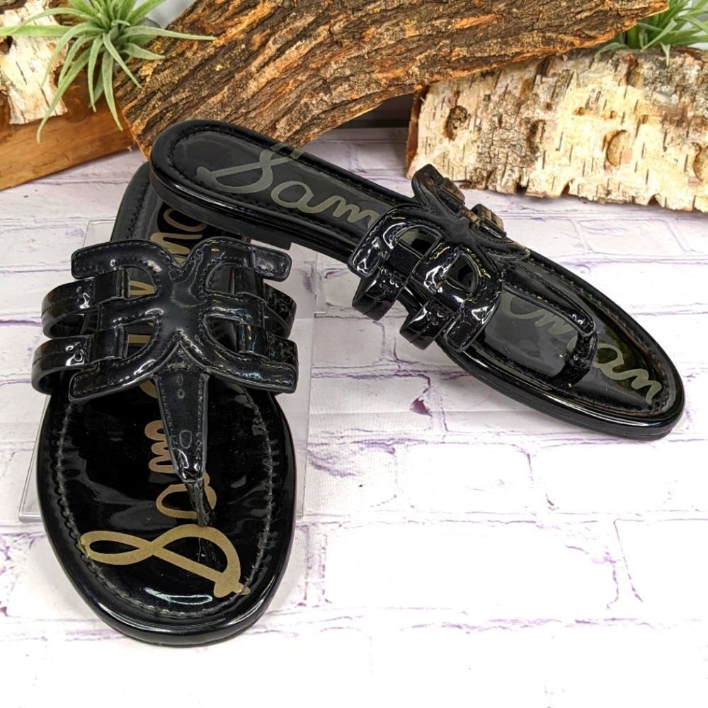 SAM EDELMAN Cara Patent Leather Thong Sandals